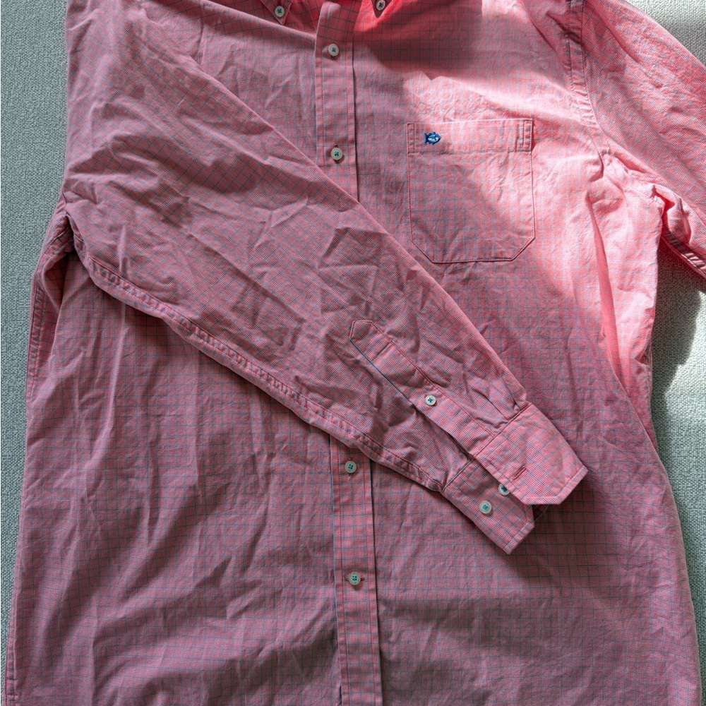 Southern Tide Salmon Plaid Casual Shirt